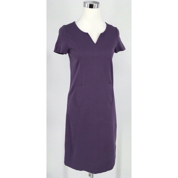 BODEN Women Purple Cotton Cap Sleeve Sheath Dress Size: US-4L - Picture 7 of 8